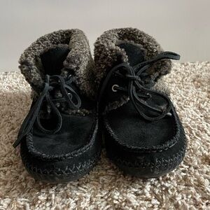 Tory Burch Nathan Shearling Lined Leather Booties Size 6 Black